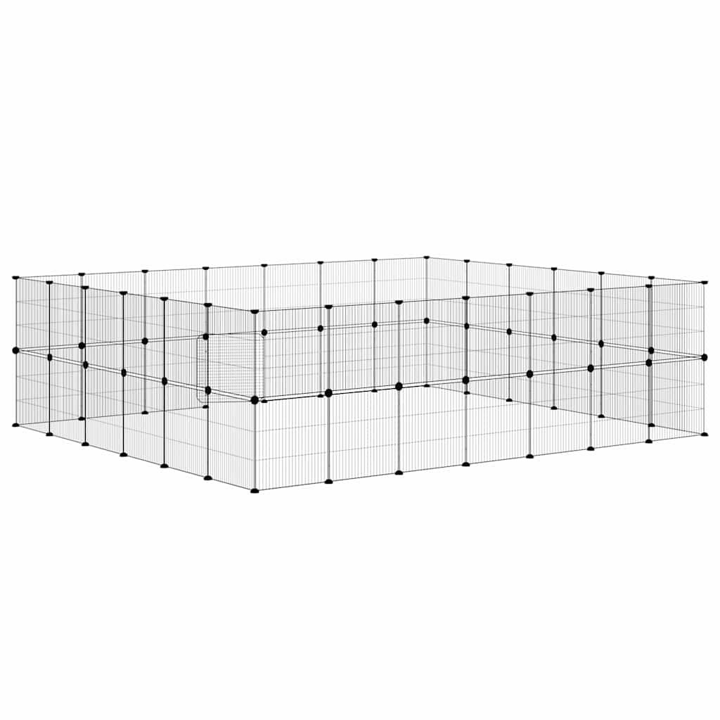 Jaula para mascotas de 52 paneles puerta acero negro 35x35 cm