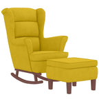 Mecedora con respaldo alto de terciopelo amarillo madera maciza
