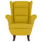 Mecedora con respaldo alto de terciopelo amarillo madera maciza