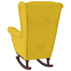 Mecedora con respaldo alto de terciopelo amarillo madera maciza