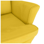 Mecedora con respaldo alto de terciopelo amarillo madera maciza