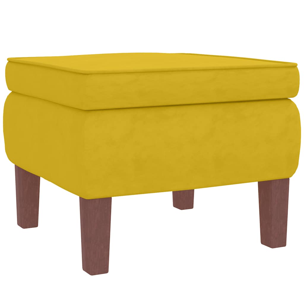 Mecedora con respaldo alto de terciopelo amarillo madera maciza