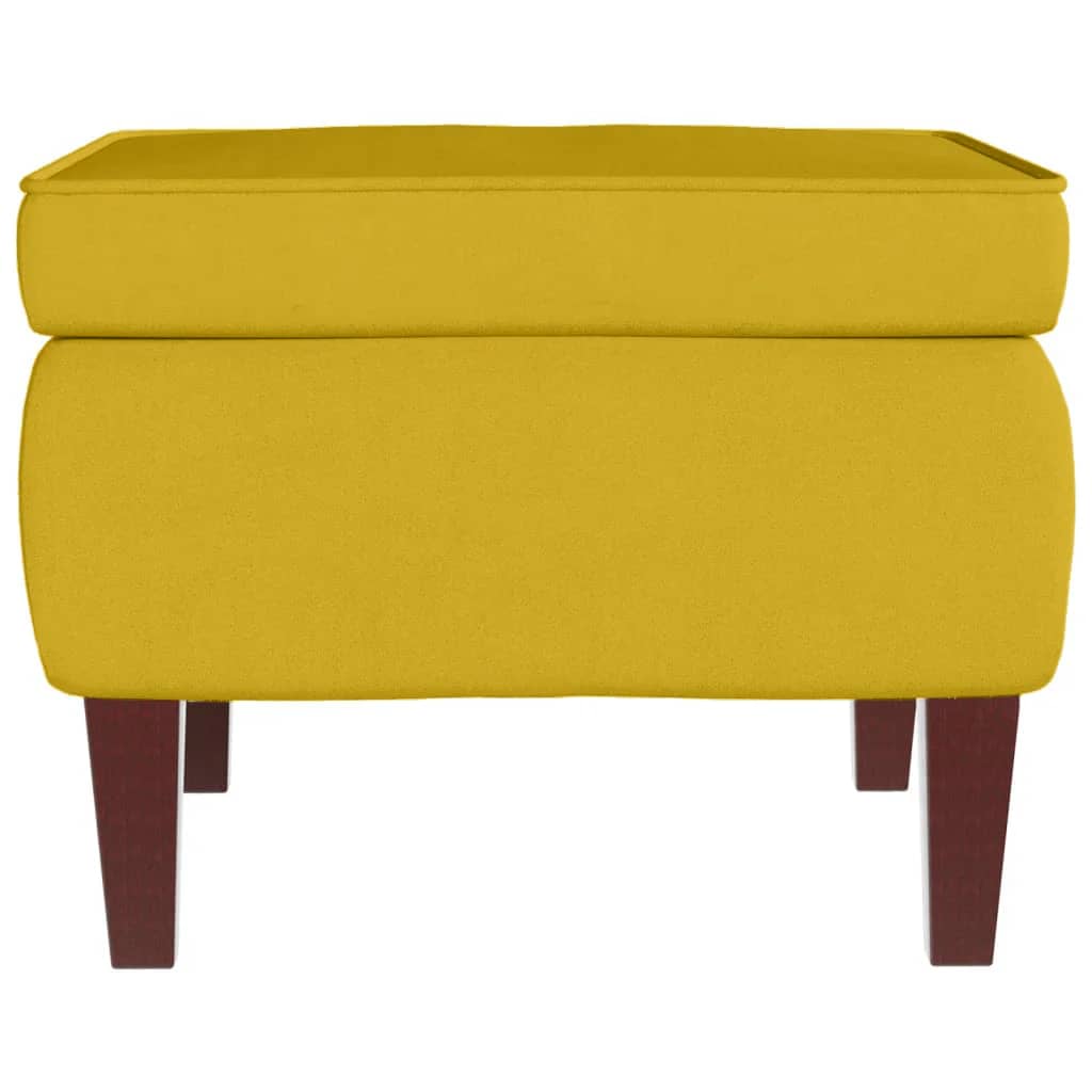 Mecedora con respaldo alto de terciopelo amarillo madera maciza