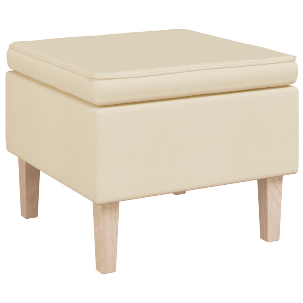 Sillón con patas mecedoras y taburete de tela color crema