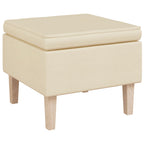 Sillón con patas mecedoras y taburete de tela color crema