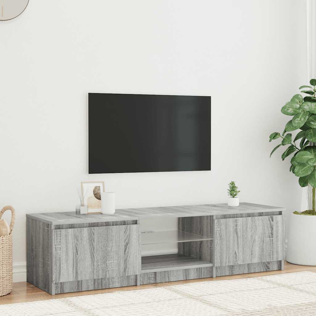 Mueble de TV con luces LED blanco 100X35,5x25 cm