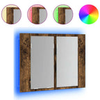 LED mirror cabinet smoked oak wood 60x12x45 cm