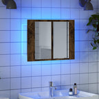 LED mirror cabinet smoked oak wood 60x12x45 cm
