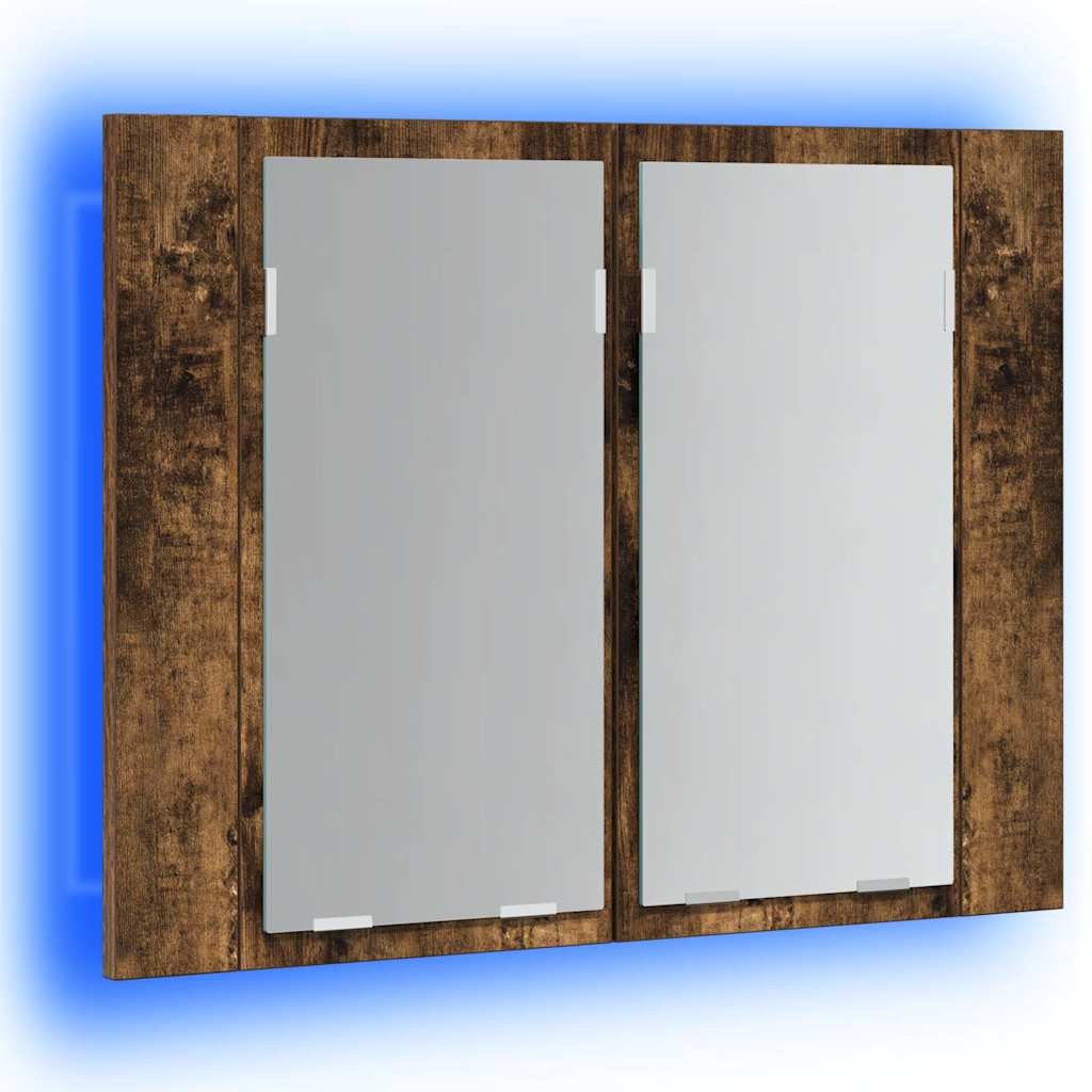 LED mirror cabinet smoked oak wood 60x12x45 cm