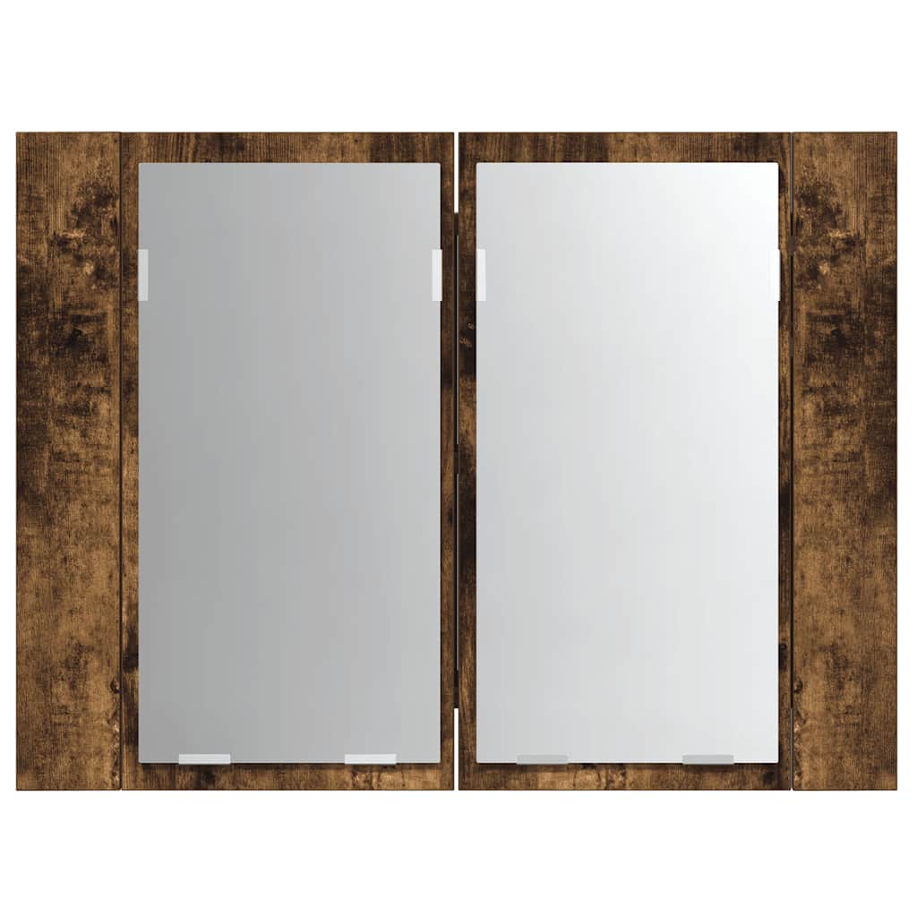 LED mirror cabinet smoked oak wood 60x12x45 cm