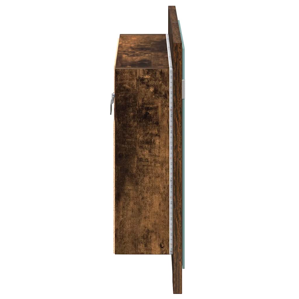 LED mirror cabinet smoked oak wood 60x12x45 cm