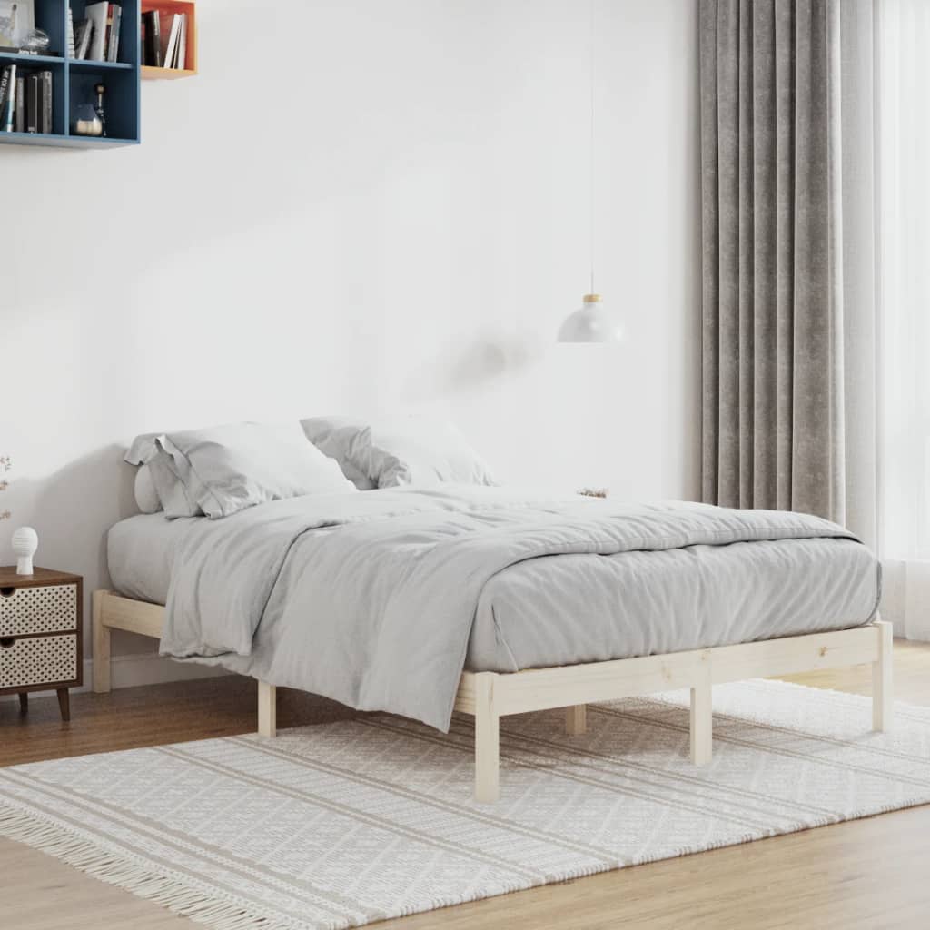 Estructura de cama sin colchón madera maciza blanca 75x190 cm