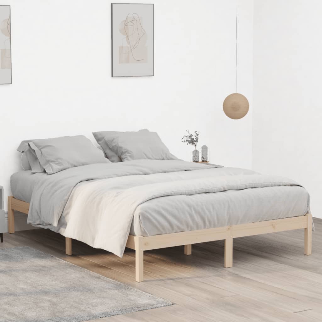 Estructura de cama sin colchón madera maciza de pino 152x203 cm