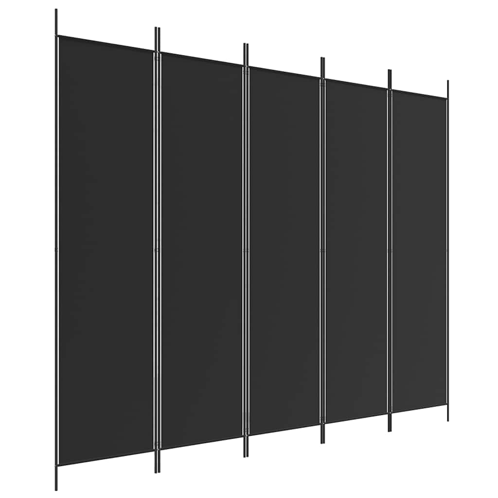 Black 5-Panel Fabric Room Divider 250x200 cm
