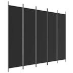 Black 5-Panel Fabric Room Divider 250x200 cm