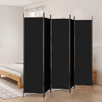 Black 5-Panel Fabric Room Divider 250x200 cm