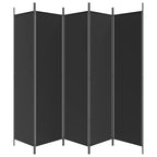 Black 5-Panel Fabric Room Divider 250x200 cm