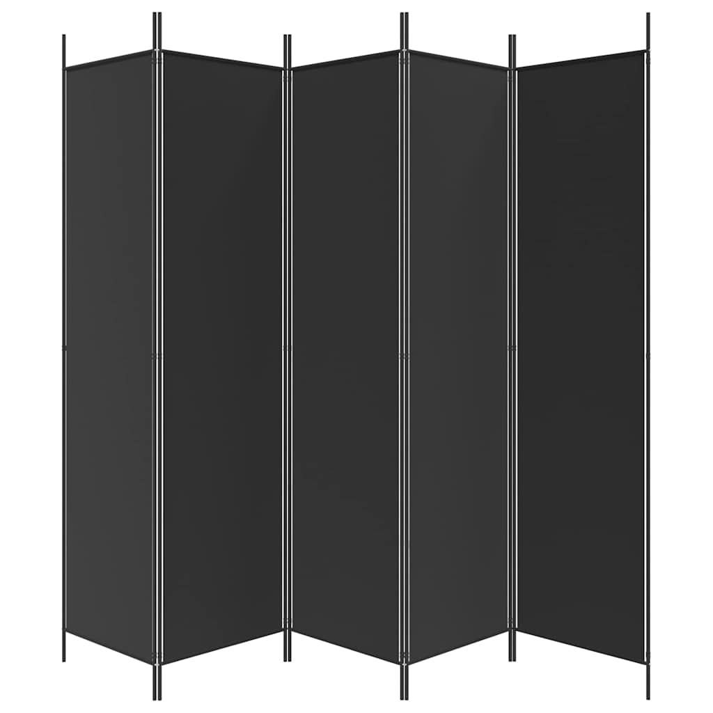 Black 5-Panel Fabric Room Divider 250x200 cm
