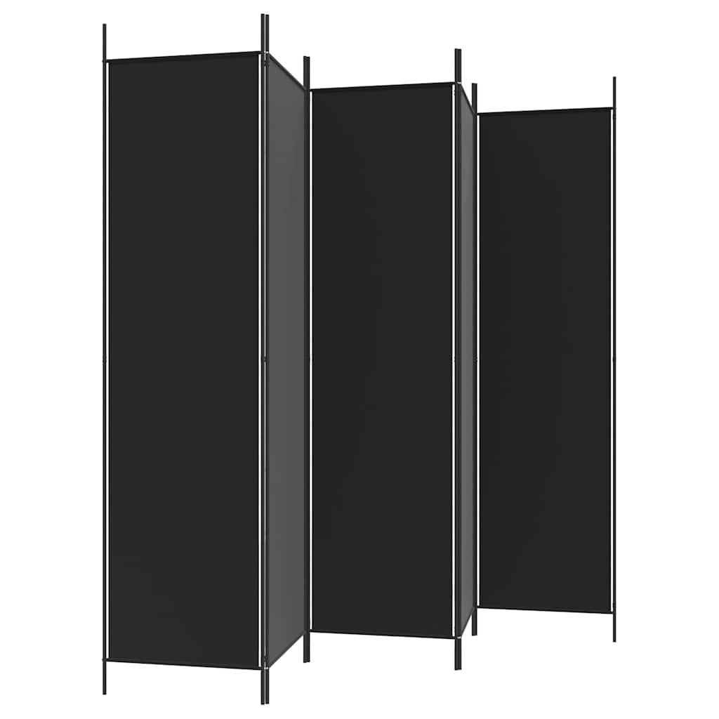 Black 5-Panel Fabric Room Divider 250x200 cm