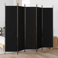 Black 5-Panel Fabric Room Divider 250x200 cm