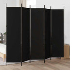 Black 5-Panel Fabric Room Divider 250x200 cm