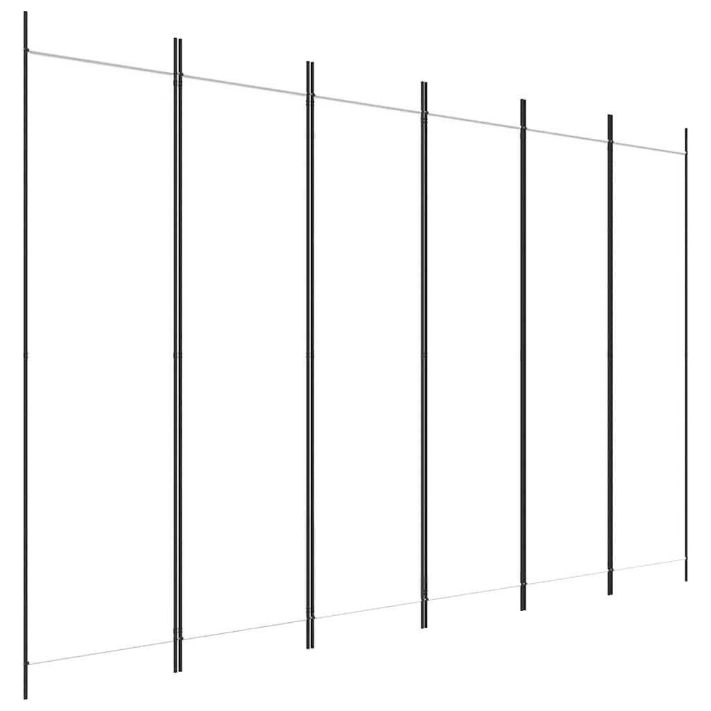 Biombo divisor de 6 paneles de tela blanco 300x200 cm