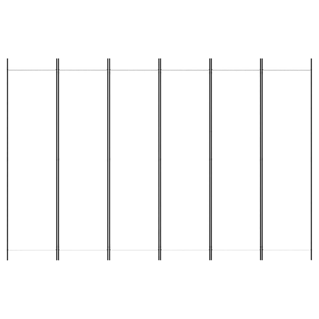 Biombo divisor de 6 paneles de tela blanco 300x200 cm