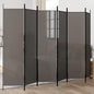 Biombo divisor de 5 paneles de tela negro 250x200 cm