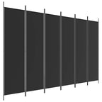 Biombo divisor de 6 paneles de tela negro 300x200 cm