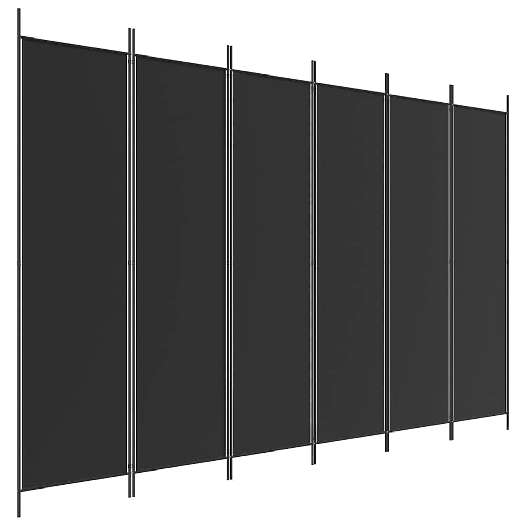 Biombo divisor de 6 paneles de tela negro 300x200 cm