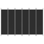 Biombo divisor de 6 paneles de tela negro 300x200 cm