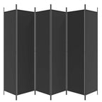 Biombo divisor de 6 paneles de tela negro 300x200 cm