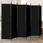 Biombo divisor de 6 painéis de tecido preto 300x200 cm