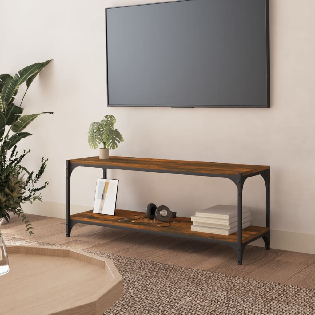 Mueble para TV contrachapada y acero gris Sonoma 100x33x41 cm