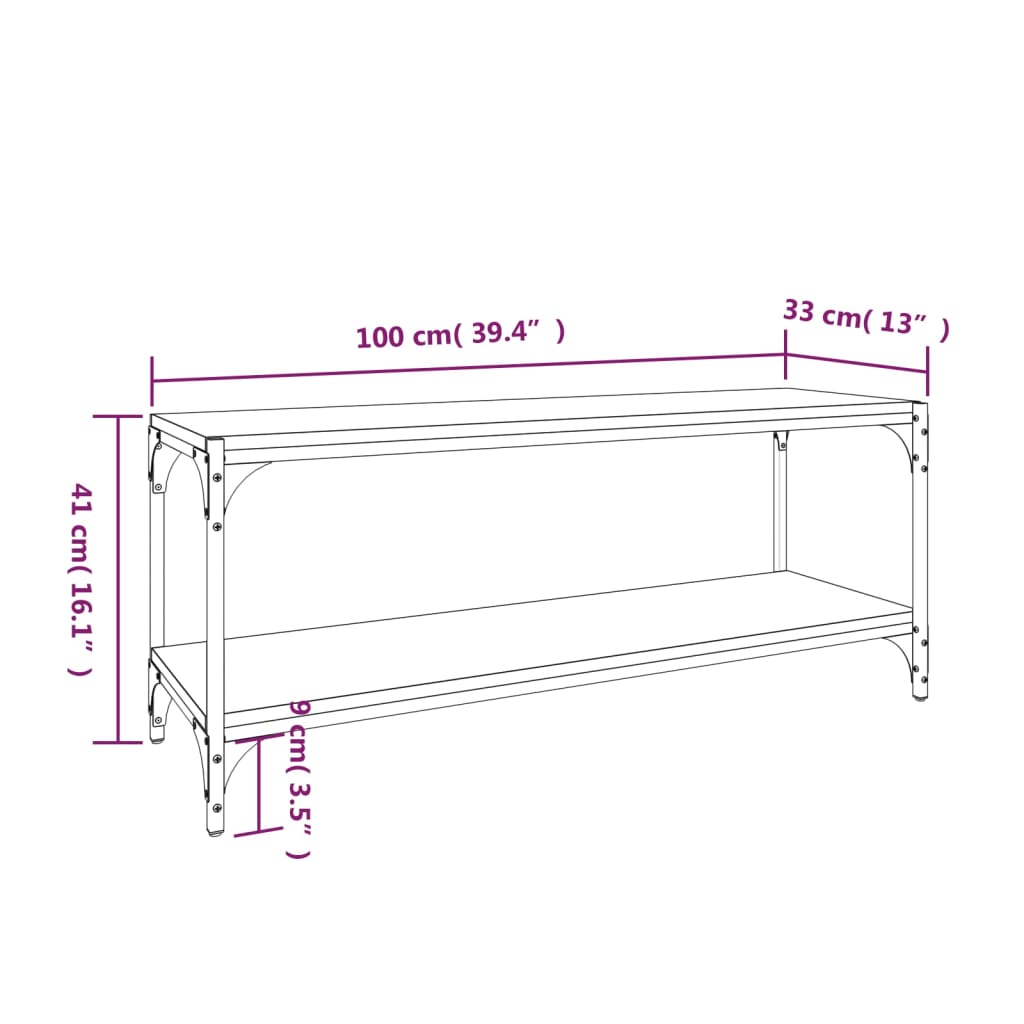 Mueble para TV contrachapada y acero gris Sonoma 100x33x41 cm