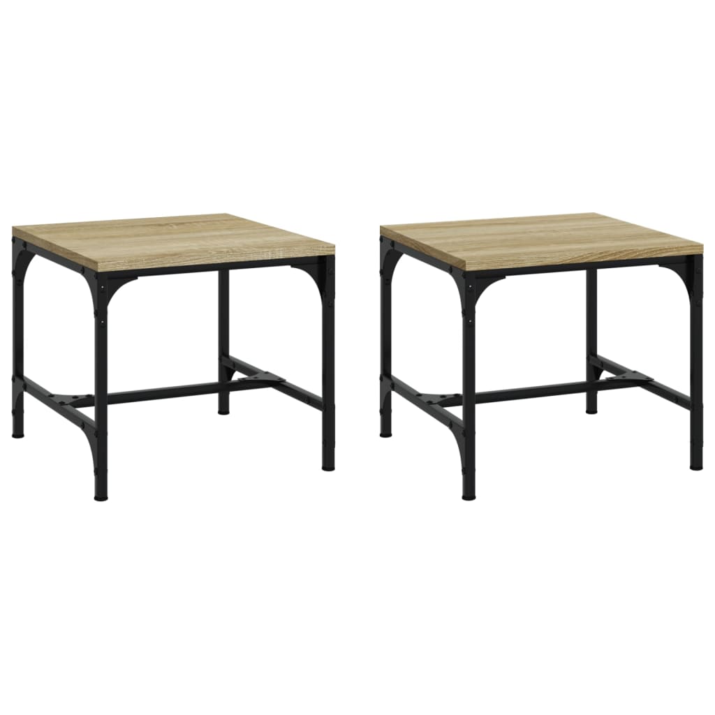 Mesas auxiliares 2 uds madera roble Sonoma 40x40x35 cm