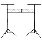 Soporte de luces de acero negro 338x115x(180-300) cm