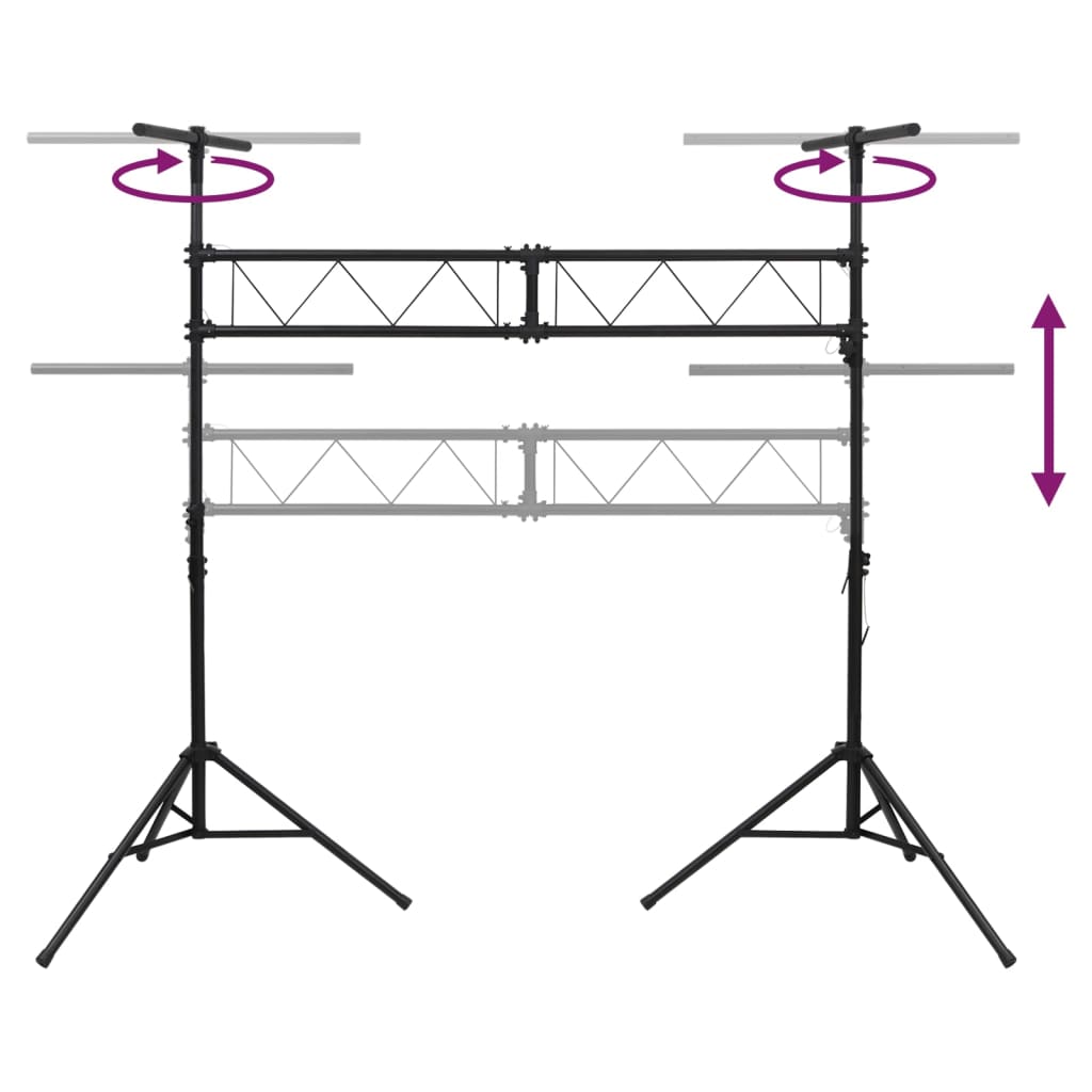 Soporte de luces de acero negro 338x115x(180-300) cm