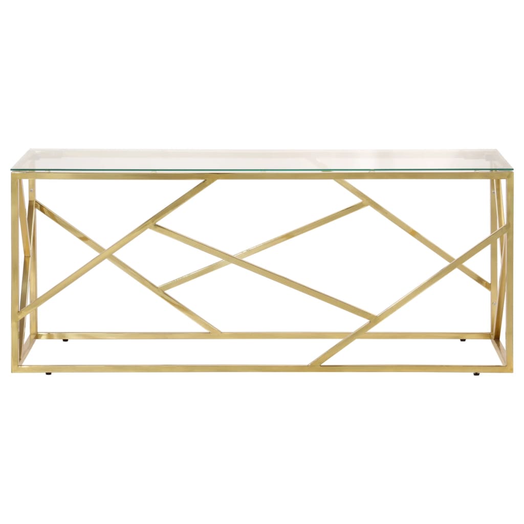 Mesa de centro dorada acero inoxidable y vidrio templado
