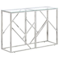 Mesa consola acero inoxidable plateado y vidrio templado