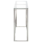 Mesa consola acero inoxidable plateado y vidrio templado