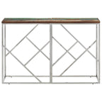 Mesa consola acero inoxidable madera maciza reciclada plateada