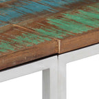 Mesa consola acero inoxidable madera maciza reciclada plateada