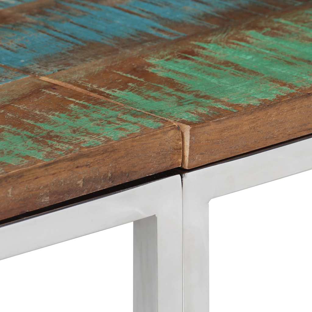 Mesa consola acero inoxidable madera maciza reciclada plateada