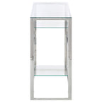 Mesa consola acero inoxidable plateado y vidrio templado