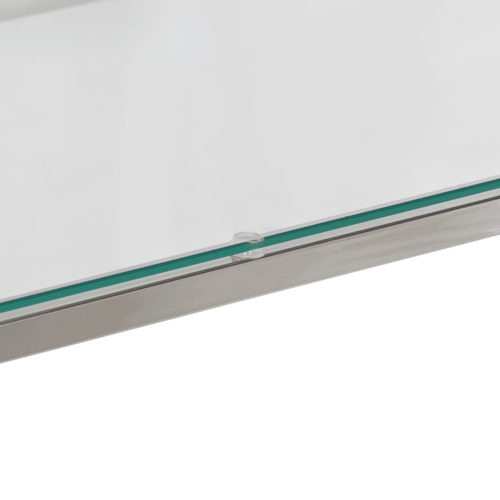 Mesa consola acero inoxidable plateado y vidrio templado