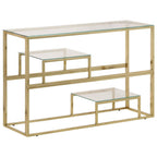 Mesa consola acero inoxidable dorado y vidrio templado