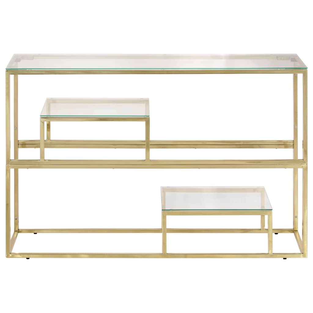 Mesa consola acero inoxidable dorado y vidrio templado