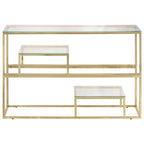 Mesa consola acero inoxidable dorado y vidrio templado