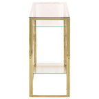 Mesa consola acero inoxidable dorado y vidrio templado